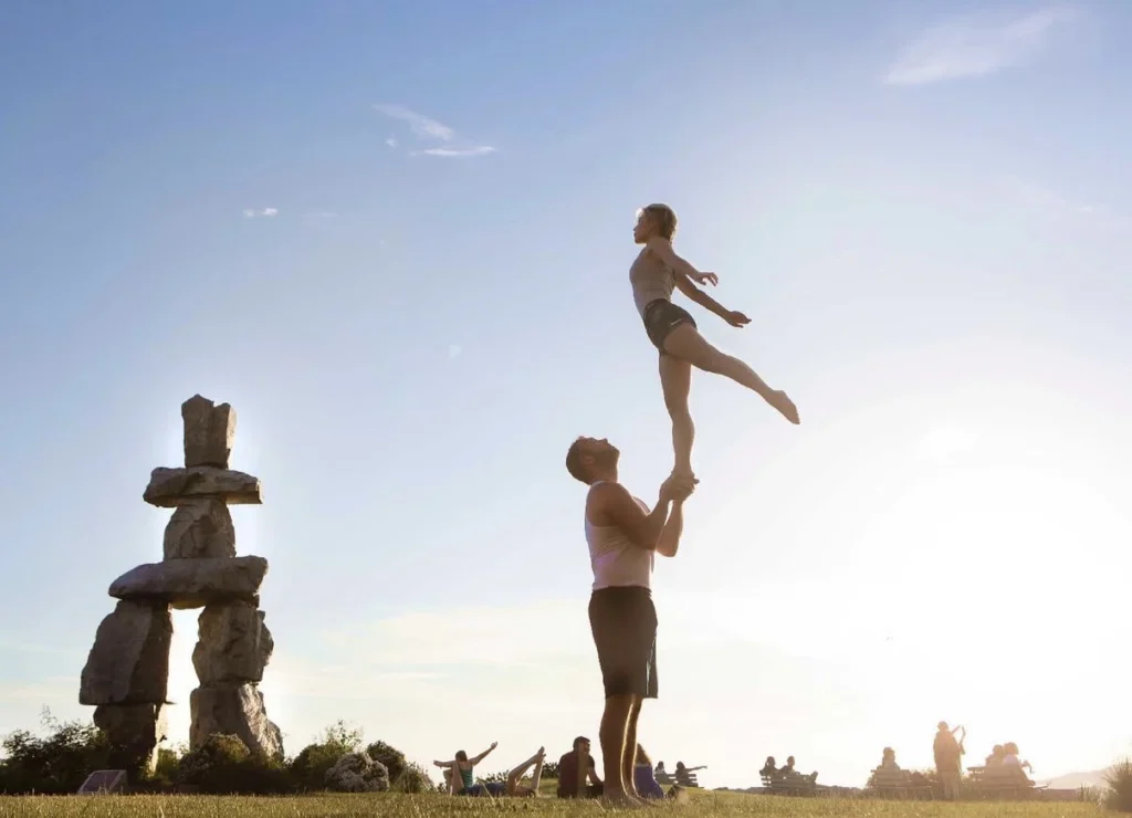 Acroyoga in Vancouver Inukshuk, Seawall English Bay