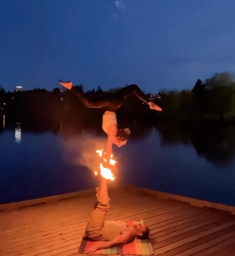 History of Acroyoga in Vancouver, Steve and Cosette Fire Spinning